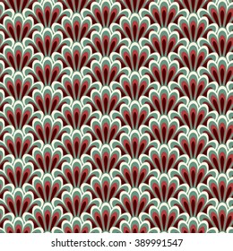 An abstract pattern of curved flakes in an Asian style