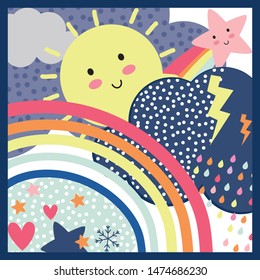 Abstract pattern with cute weather vector design, perfect or backdrop, hijab, scarf, cover and ect
