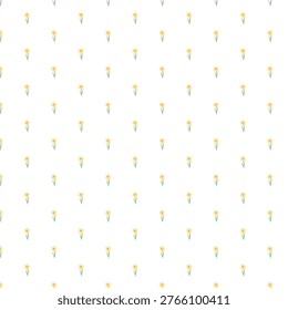 Abstract pattern of daffodils. Simple textile print. Factory textile.