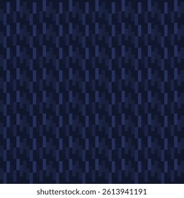 Abstract pattern with dark blue and navy geometric pixel motifs. This seamless design creates a modern and futuristic visual effect, perfect for use as a technology background, digital texture