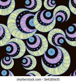 Abstract pattern with decorative elements on black background