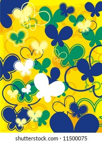 Abstract pattern design with butterflies, vector illustration series.