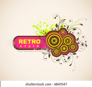 Abstract pattern for design. Floral retro elements for background.