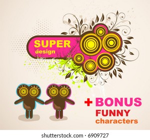 Abstract pattern for design. Floral retro elements for background. +bonus