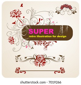 Abstract pattern for design. Floral retro elements for background.