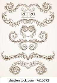 Abstract pattern for design. Floral retro elements for background.