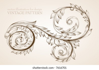 Abstract pattern for design. Floral retro elements for background.