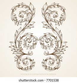 Abstract pattern for design. Floral retro elements for background.