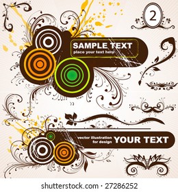 Abstract pattern for design with flowers. Floral retro ornament for background.
