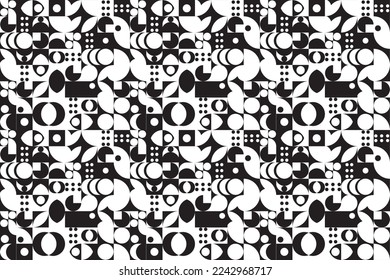 Abstract pattern design graphics made with simple shapes and forms. Useful for creating invitations, banners, posters, flyers, prints, labels. Vector illustration