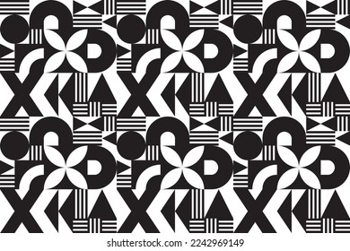 Abstract pattern design graphics made with simple shapes and forms. Useful for creating invitations, banners, posters, flyers, prints, labels. Vector illustration