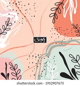 Abstract pattern design with a little flower, rustic nuances in pastel colors. can be used for hijab printing, fabric printing, home decor and others