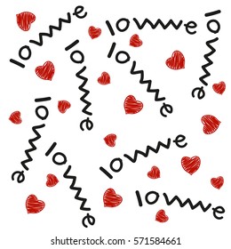 Abstract pattern design. Vector background with heart shapes.