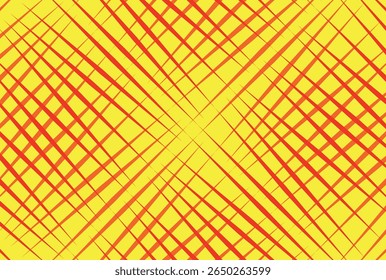 Abstract pattern of diagonal red lines on a yellow background.