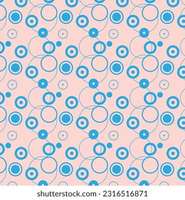 abstract pattern, different blue circles on pink