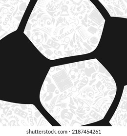 Abstract pattern with different grey soccer icons and symbols for sports designs