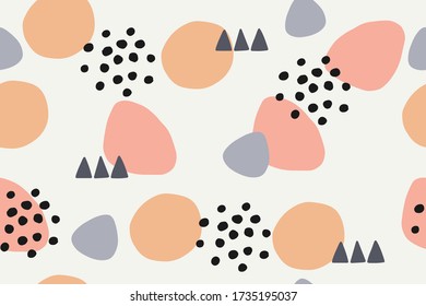 Abstract pattern with different shapes and forms. Seamless vector background