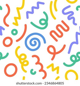 Abstract pattern doodle shape fun kid background. Vector color doodle line children party geometric design