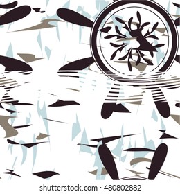 Abstract pattern, doodle, wave, sea, seamless vector background.