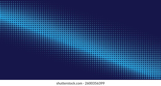 Abstract pattern dots banner, green and blue color halftone perspective background. Technology and futuristic concept.