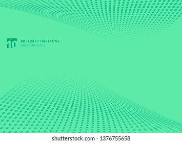 Abstract pattern dots green color halftone perspective background. Vector illustration