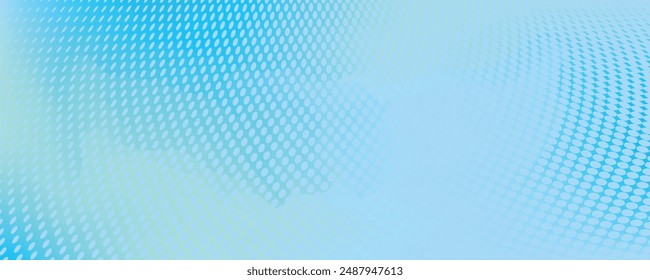 Abstract pattern dots halftone perspective on soft gradient pink and blue hologram color background. Simple flat pastel design with copy space. Minimal and modern banner design. Vector illustration