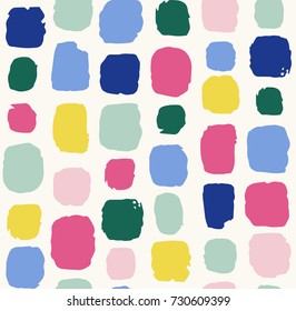 Abstract pattern with dots and strokes. Seamless background with spots and blobs of paint or ink. Vector hand drawn texture. 