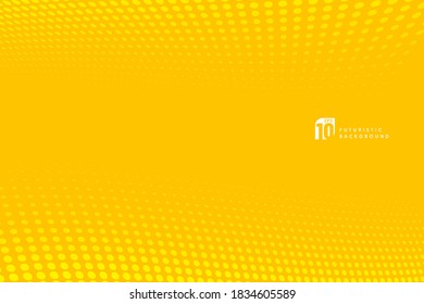 El patrón abstracto se ajusta al fondo de la perspectiva de medio tono de color amarillo. Estilo futurista moderno. Plantilla simple y mínima. Ilustración del vector