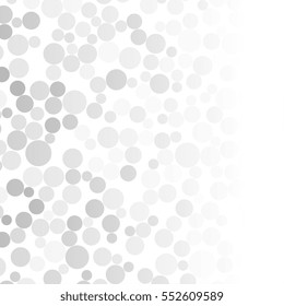 Abstract pattern with dotted circles. White and grey colors of background. Stylish backdrop. Pastel colors. Grey bubbles on white background