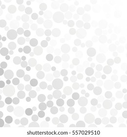 Abstract pattern with dotted circles. White and grey colors of background. Stylish backdrop. Pastel colors. Grey bubbles on white background