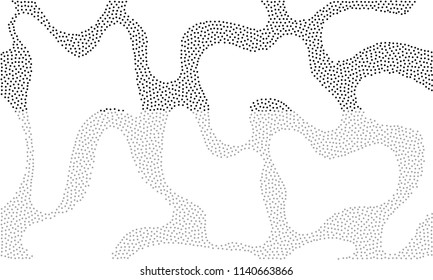 Patrón abstracto de punteado y línea Estilo de arte Pointillism en fondo blanco moderno vectorial con formas gráficas fluidas o fluidas sin fisuras