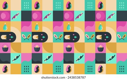  Abstract pattern for Easter. Flat texture for decoration wall in home or office. Easter backdrop for posters, flyers, covers, web design. Flat vector. 