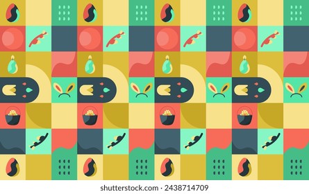 Abstract pattern for Easter. Flat texture for decoration wall in home or office. Easter backdrop for posters, flyers, covers, web design. Flat vector. 