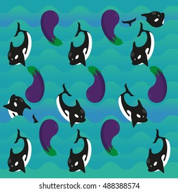 abstract pattern of eggplant and whale