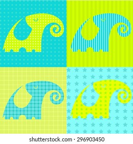 Abstract pattern with elephants. Vector illustration