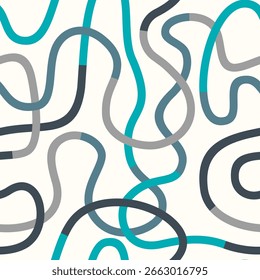 Padrão abstrato de linhas curvas uniformemente espaçadas formando um layout decorativo intrincado. Ilustração vetorial.