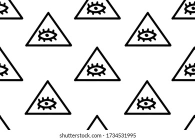 Abstract pattern with eye in triangle, seamless vector background