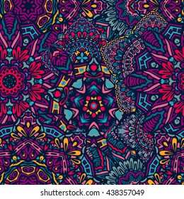 Abstract pattern for fabric. Floral medallion vector seamless pattern. Flourish mandala ornament design