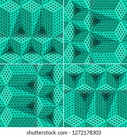 Abstract pattern with the facades of modern high-rise concrete buildings. Futuristic background, wallpaper, texture. Vector illustration
