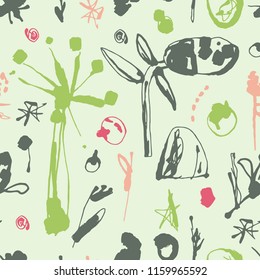 Abstract Pattern with feather . Artistic ink contemporary nature seamless texture. Ready design ideas for for poster, trendy card, invitation, placard, brochure, flyer, presentation and more.