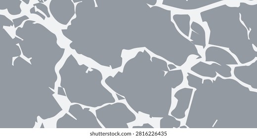 An abstract pattern featuring a network of white cracks on a solid gray background, creating a visually intriguing texture.