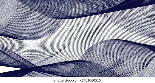 Abstract pattern featuring wavy lines in shades of blue and white, creating a dynamic and flowing design.