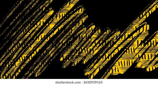 Abstract pattern featuring yellow lines and small bars on a black background.