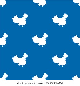 abstract pattern filled with maps of china. white silhouettes on blue background