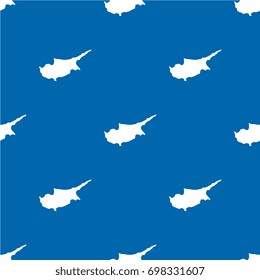 abstract pattern filled with maps of cyprus. white silhouettes on blue background