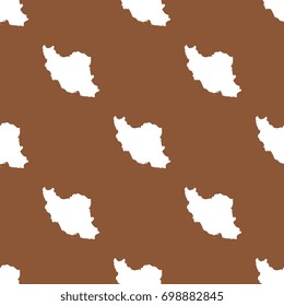 abstract pattern filled with maps of iran. white silhouettes on brown background