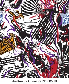 Abstract pattern. abstract floral and geometric print pattern for textile design and fabrics. seamless abstract brush digital print pattern
