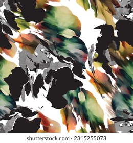 Abstract pattern. abstract floral and geometric print pattern for textile design and fabrics. seamless abstract brush digital print pattern

