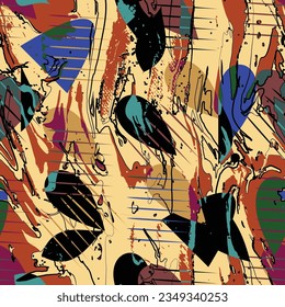 Abstract pattern. abstract floral and geometric print pattern for textile design and fabrics. seamless abstract brush digital print pattern
