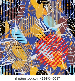 Abstract pattern. abstract floral and geometric print pattern for textile design and fabrics. seamless abstract brush digital print pattern
